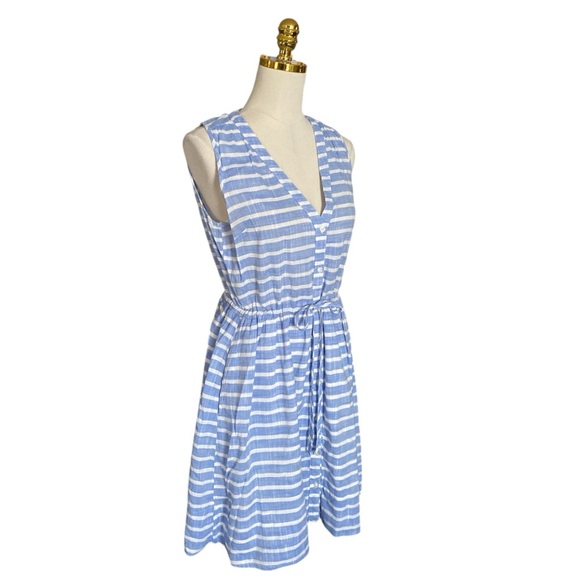 GAP Blue and White Stripes 100% Cotton Sleeveless Button Front Dress Size 4 - Picture 3 of 9